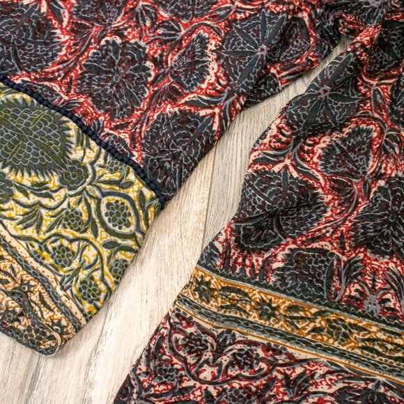 Plenty by Tracy Reese Boho Sheer Blouse Women’s S Gauze Batik Print Crochet Trim - Picture 8 of 13